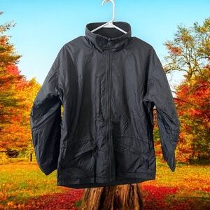 Columbia Womens Small Full Zip Soft Shell Nylon Rain Jacket Black Puffer Coat